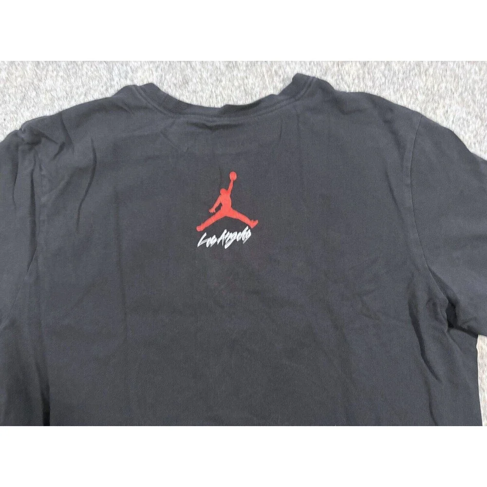 Air Jordan Shirt Mens Black Jump Man Los Angeles Logo Basketball Athletic Sz L